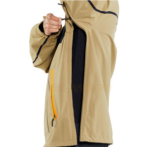 Winter High Street Hooded Windbreaker <b>Jacket</b> Solid Color Casual Zipper Waterproof Front Logo - Product Image 6