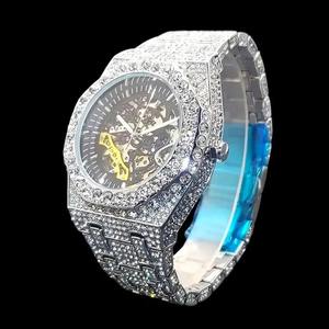 Montre automatique de luxe pour homme, style hip-hop, avec diamants Moissanite VVS, personnalisable, bracelet en platine, verre, style bling tendance - Product Image 2