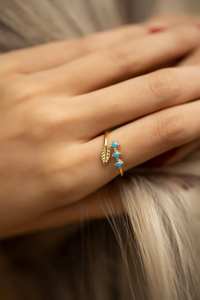 New Arrival Solid 925 <b>Sterling</b> <b>Silver</b> 18k Gold Vermeil CZ Prong Setting Leaf Design <b>Adjustable</b> <b>Ring</b> For Women Nature Jewelry - Product Image 5