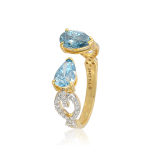 14K Solid Gold 2.07 Carat Blue Lab Grown Diamond Pear Open Bypass <b>Ring</b> Luxury <b>Adjustable</b> Trendy IGI Certified Fine Jewelry for - Product Image 2