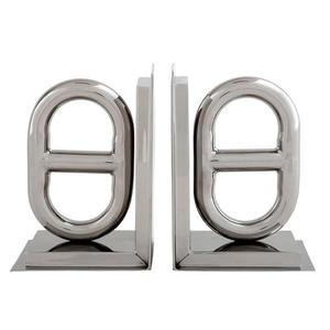 Serre-livres moderne en métal argenté avec design réglable, parfait pour un alignement de bureau élégant et une décoration de bureau élégante - Product Image 1