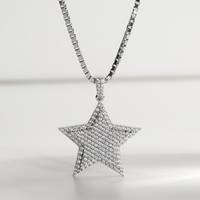 Pendentif Étoile en Argent Sterling 925 avec Zircon Cubique AAA Scintillant, Bijou Céleste Hip Hop Bling Plaqué Or 18K, Breloque Étoile Chrétienne