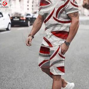 Pantalones cortos de manga corta para hombre, traje informal, gran oferta, Camiseta ajustada de verano para hombre, traje de dos piezas personalizado - Product Image 6