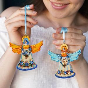 Adornos Colgantes de Madera Pintados a Mano de Alta Calidad, con Forma de Árbol, Ecológicos, para Decoración Navideña - Product Image 2