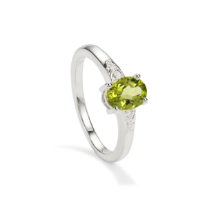 Bague géométrique pour homme en péridot 1,22 ct, zircon blanc, argent sterling plaqué rhodium - Product Image 1