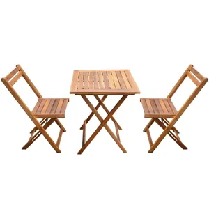 Mesa y silla plegable de madera maciza de diseño moderno para jardín, patio, bistró, comedor al aire libre, uso en hoteles y hospitales - Product Image 3