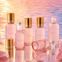 Flacon roll-on en verre rose 30 ml : Flacon roll-on élégant de luxe pour huiles essentielles et parfums, vente en gros sous marque privée