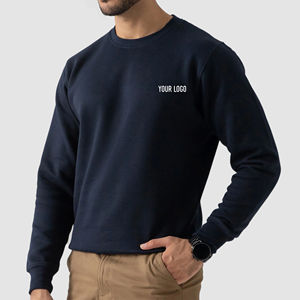 Logo brodé personnalisé pull lourd sweat pour hommes 100% coton de luxe Streetwear vierge épais col rond sweats à capuche - Product Image 1