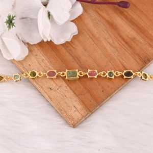 Pulsera de Plata de Ley 925 con Turmalina de Diseño para Mujer, Pulsera Hecha a Mano Personalizada, Joyería con Dijes, Pulsera de Cadena - Product Image 3