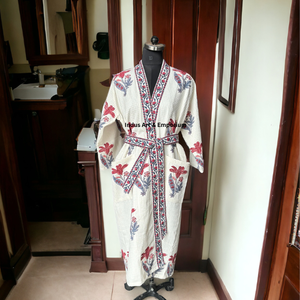 Vente en gros kimono en coton gaufré imprimé à la main - Product Image 1