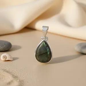 "Rose Gold <b>Labradorite</b> Charm <b>Pendant</b> for Women-925 Silver" - Product Image 3
