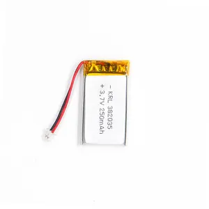 Baterai polimer isi ulang baterai Ion Lithium 382035 3.7v 250mAh untuk elektronik kecil