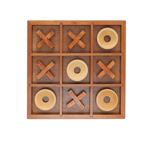 Jeu de Tic Tac Toe en Bois Rustique avec des Pièces en Métal X O, Convient pour la Présentation sur une Table Basse et les Divertissements Ludiques, Provenance Inde - Product Image 2