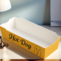 Bac à papier jetable personnalisé de qualité alimentaire pour emballage de chien de maïs support pour hot-dogs en papier kraft écologique avec logo imprimé