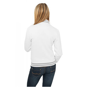 Veste universitaire matelassée pour femme de qualité supérieure, veste de moto d'hiver avec broderie, décoration en cuir et fourrure - Product Image 6