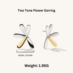 Latest Luxury 14k Gold Filled Flower Two Tone Large Classic <b>Stud</b> Earrings Women Trendy Style Party Gifts - Product Image 3