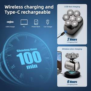 Kit de Afeitadora Eléctrica 5 en 1 Impermeable para Hombre, IPX7, Afeitadora Rotativa Húmeda y Seca con Triple Cuchilla para Uso Corporal y Aplicaciones en Autocaravanas - Product Image 5