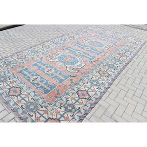 Tapis turc vintage surdimensionné 6,9x13,5 pi (210x412 cm), tapis bleu patchwork - Product Image 2