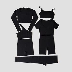 7 pièces sans couture Yoga ensemble femmes sport costumes entraînement soutien-gorge recadrée sport taille haute Gym Legging Fitness porter - Product Image 2