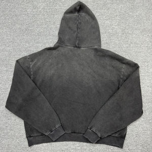 Sweat à capuche ample en molleton personnalisé 100% coton respirant, fermeture éclair satinée surdimensionnée, motif uni brodé, fermeture éclair régulière, hiver - Product Image 6