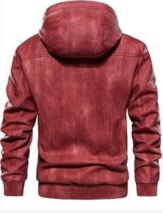 GLOBAL EDGE Vente en gros de vêtements d'hiver pour hommes en cuir à capuche à manches longues respirants de haute qualité avec logo personnalisé sur le devant et nom d'équipe de moto - Product Image 4