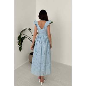 Vestido Azul con Encaje Bordado para Mujer, Marca Elisa Fashion - Product Image 5