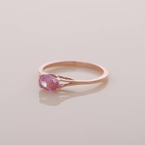 IGI Certified Oval Cut Pink Lab Grown Diamond Solitaire Engagement-Wedding <b>Ring</b> in 18K Rose / White & Yellow Gold - Product Image 2