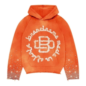 Chándal de rizo francés personalizado de gran tamaño, ropa de calle con lavado ácido, sudadera con cremallera y pantalones de chándal, conjunto de parche bordado para hombre, chándal - Product Image 4