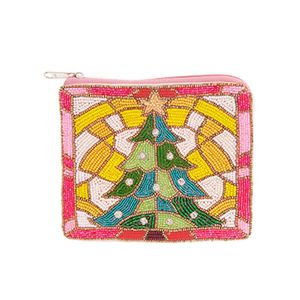 Handmade Beaded Rectangular Purse With Colorful Dollar Sign Design Textile Craft - Product Image 5