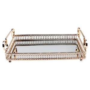 Bandeja de Servicio Decorativa de Aleación de Hierro Martillado en Oro Blanco con Diseño de Pájaro para Decoración de Mesa del Hogar - Product Image 6