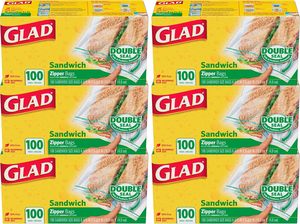 ถุงพลาสติกใส่อาหารแบบซิปล็อค Glad - สำหรับแซนด์วิช - 100 ใบ, แพ็ค 6 ห่อ - Product Image 5