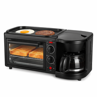 Machine à petit-déjeuner transfrontalière, prise UK/EU/US, four électrique multifonction 3-en-1 pour sandwichs et toasts, boîtier en plastique
