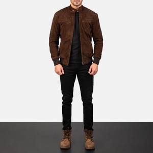 Sven <b>Men's</b> Mocha <b>Suede</b> Bomber <b>Jacket</b> - Product Image 3