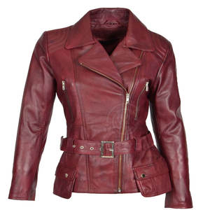 Chaqueta de cuero genuino de diseño personalizado de color sólido para mujer, ropa de calle, chaqueta de cuero para mujer - Product Image 1