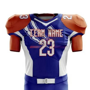 ชุดทีมฟุตบอลอเมริกันโพลีเอสเตอร์100% แบบกำหนดเองเสื้อทีมคุณภาพสูงระบายอากาศแขนสั้นกำหนดสีได้ - Product Image 3