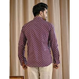Chemise décontractée pour homme en coton 100% imprimé violet, manches longues, tissu popeline, style décontracté chic, taille 6XL, respirante, design tendance - Product Image 6