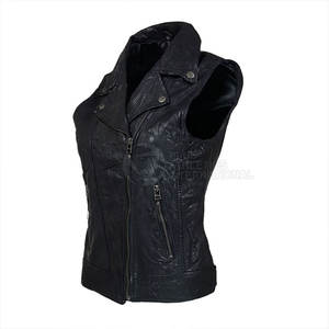 Top Quality Whole Sale Rate 2026 Leather Custom Waistcoat Whole Sale Rate <b>Women</b> Leather <b>Vest</b> Made In Pakistan - Product Image 2