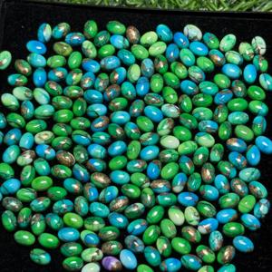 AAA + tamaño personalizado de alta calidad 4X6 Pavo Real Natural ovalado cobre Kingman turquesa cabujón joyería de piedras preciosas verdes sueltas - Product Image 2