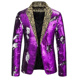 Costume décontracté d'été pour hommes Blazer brodé drapé de créateur en satin à sublimation de qualité supérieure Blazers pour hommes amples à double boutonnage - Product Image 2