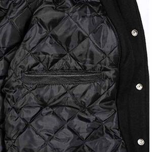 แจ็กเก็ตเบสบอลมหาวิทยาลัยสำหรับผู้ชาย, แจ็คเก็ตหนังแท้ขนตัวหนังสือปกตั้งสไตล์สตรีทไฮสตรีทสำหรับฤดูหนาว - Product Image 3