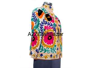 Chaqueta Bomber de Verano/Invierno para Mujer, Bordado Indio Suzani, Patrón Floral, 100% Algodón, Forro Ecológico, Secado Rápido - Product Image 4