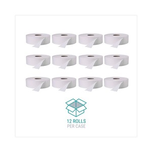 Windsoft 3.4 In. Papier toilette jetable X 1000 Ft. 2 plis, compatible avec les fosses septiques, rouleau jumbo - Blanc, 12 rouleaux/carton - Product Image 2