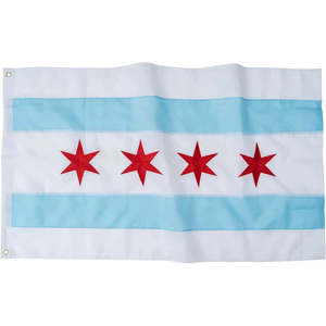 Drapeau de la ville de Chicago 2x3 pieds, étoiles brodées et bandes cousues à double couture avec 2 œillets en laiton, drapeaux de Chicago IL Illinois - Product Image 5
