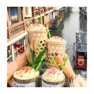 Venta superior 2025 Cesta portavasos de bambú natural hecha en Vietnam con/sin asas para bebidas - Product Image 3