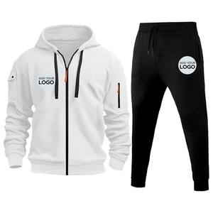 Personalizable con capucha Casual Sólido Hombres Fleece Chándal Conjunto Gimnasio - Product Image 3