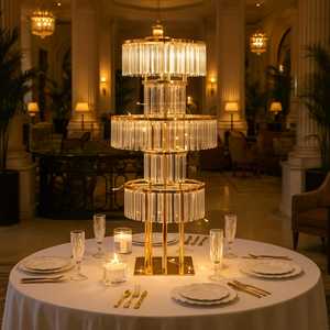 Centro de mesa de árbol de mesa de cristal grande de Metal de ensueño para Decoración de mesa de boda con colgantes - Product Image 3