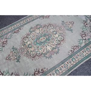 พรมตุรกี ขนาด 5.6x9 ฟุต พรมวินเทจ พรมขนสัตว์ลายดอกไม้สีเขียว - Product Image 2