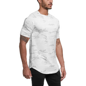 Camisetas informales holgadas de manga corta con cuello redondo para hombre, camisetas de verano con cuello redondo para hombre, camisetas deportivas Hipster Longline Drop Cut - Product Image 4