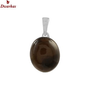 Collar con colgante de cuarzo ahumado con diseño de piedras preciosas personalizadas, piedra natural ovalada pequeña de Plata de Ley 925 - Product Image 1