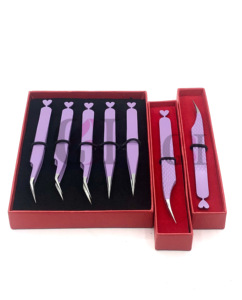 Isolement professionnel poudre violet clair revêtement coeur droit conception Extension de cils pince à épiler outils de beauté en acier inoxydable - Product Image 5